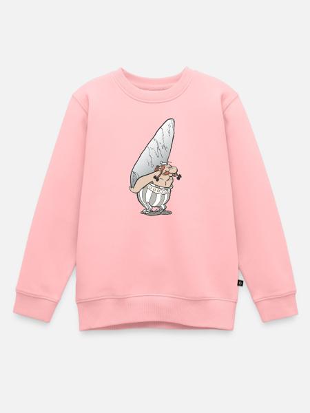 Asterix & Obelix - Obelix avec caillou - Sweat Premium enfant bio - rose