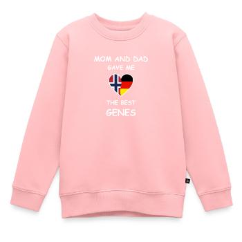 Norwegische Wurzeln & Deutschland - Best Genes - Kinder Premium Organic Sweatshirt - Rosa - Vorne - AI Model Kid Female (0cm)