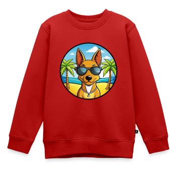 Cirneco Dell Etna Hunderasse Cartoon Sonnenbrille Strand - Kinder Premium Organic Sweatshirt - Rot - Vorne - AI Model Kid Female (0cm)