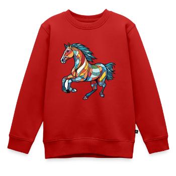 Pferd Laufender Galopp Buntes Aquarell Tier - Kinder Premium Organic Sweatshirt - Rot - Vorne - AI Model Kid Female (0cm)