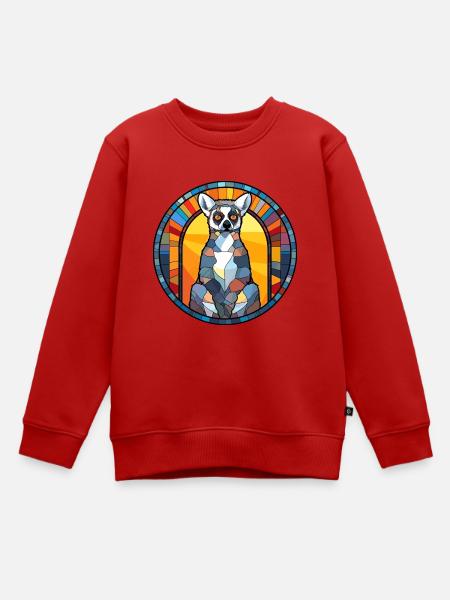 Lemur Buntglas Bunte Karikatur Kawaii Tier - Kinder Premium Organic Sweatshirt - Rot