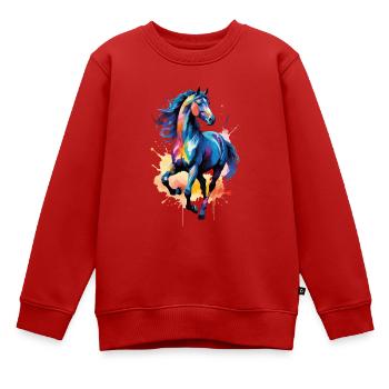 Pferd Motiv Pferdemotiv Aquarell Wasserfarben - Kinder Premium Organic Sweatshirt - Rot - Vorne - AI Model Kid Female (0cm)