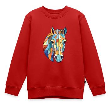 Pferd Buntes Aquarell Tier Haustier Illustration - Kinder Premium Organic Sweatshirt - Rot - Vorne - AI Model Kid Female (0cm)