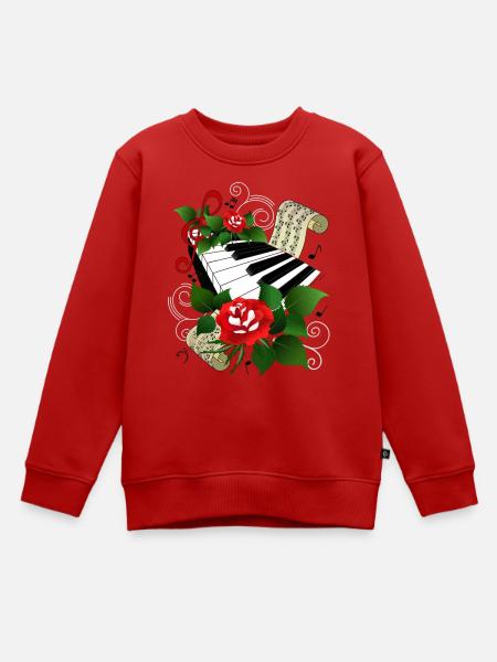 Klaviatur mit Rosen - Kinder Premium Organic Sweatshirt - Rot
