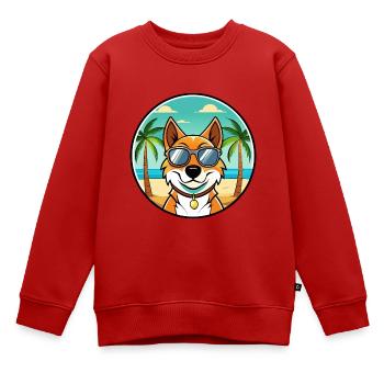 Russischer Harlekin Hund Rasse Cartoon Strand - Kinder Premium Organic Sweatshirt - Rot - Vorne - AI Model Kid Female (0cm)