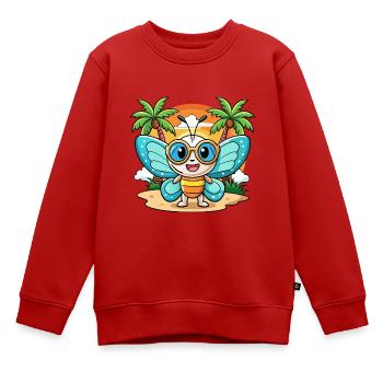 Schmetterling Lustige Cartoon Sommer Strand Sonnenbrille - Kinder Premium Organic Sweatshirt - Rot - Vorne - AI Model Kid Female (0cm)
