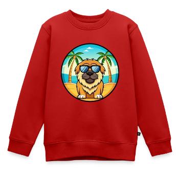 Tibetische Dogge Hunderasse Cartoon Sonnenbrille Strand - Kinder Premium Organic Sweatshirt - Rot - Vorne - AI Model Kid Female (0cm)