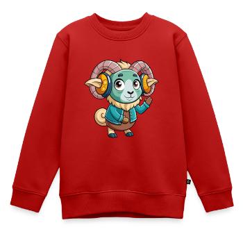 Ram Lustige Zeichentrickfigur Kopfhörer Musik - Kinder Premium Organic Sweatshirt - Rot - Vorne - AI Model Kid Female (0cm)