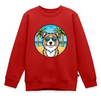 Katalanische Schäferhundrasse Cartoon Sonnenbrille Strand - Kinder Premium Organic Sweatshirt - Rot - Vorne - AI Model Kid Female (0cm)