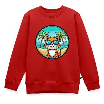 Hantilly Tiffany Cat Breed Cartoon Sunglass Beach - Kids Premium Organic Sweatshirt - red - Front - AI Model Kid Female (0cm)