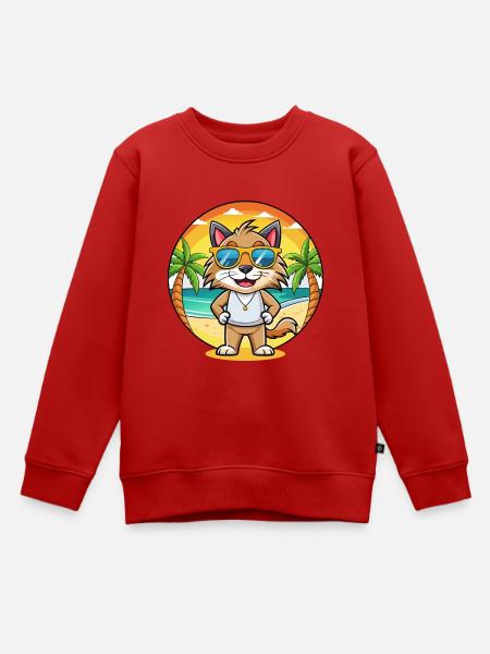 Lynx Lustige Cartoon Sommer Strand Sonnenbrille - Kinder Premium Organic Sweatshirt - Rot