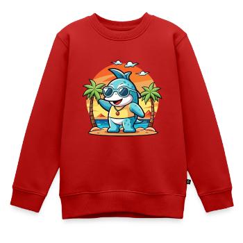 Delphin Lustige Cartoon Sommer Strand Sonnenbrille - Kinder Premium Organic Sweatshirt - Rot - Vorne - AI Model Kid Female (0cm)