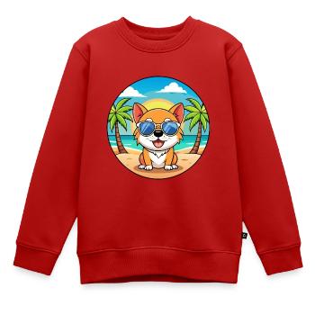 Hund Lustige Cartoon Sommer Strand Sonnenbrille - Kinder Premium Organic Sweatshirt - Rot - Vorne - AI Model Kid Female (0cm)