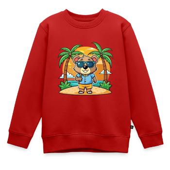 Bär Lustige Cartoon Sommer Strand Sonnenbrille - Kinder Premium Organic Sweatshirt - Rot - Vorne - AI Model Kid Female (0cm)