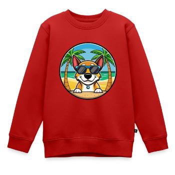 Serbischer dreifarbiger Laufhund Rasse Cartoon Strand - Kinder Premium Organic Sweatshirt - Rot - Vorne - AI Model Kid Female (0cm)