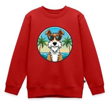 Draht Foxterrier Hunderasse Cartoon Sonnenbrille Strand - Kinder Premium Organic Sweatshirt - Rot - Vorne - AI Model Kid Female (0cm)