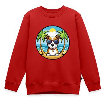Russell Terrier Hunderasse Cartoon Sonnenbrille Strand - Kinder Premium Organic Sweatshirt - Rot - Vorne - AI Model Kid Female (0cm)