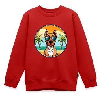 Rhodesian Ridgeback Hunderasse Cartoon Sonnenbrille - Kinder Premium Organic Sweatshirt - Rot - Vorne - AI Model Kid Female (0cm)