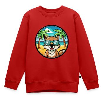 Taigan Hund Rasse Cartoon Sonnenbrille Strand - Kinder Premium Organic Sweatshirt - Rot - Vorne - AI Model Kid Female (0cm)