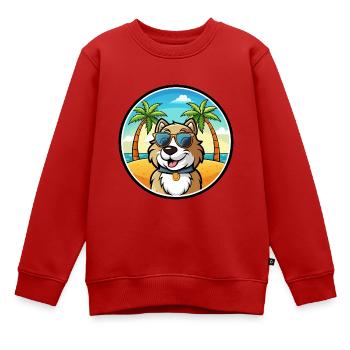 Rumänischer Schäferhund Rasse Cartoon Sonnenbrille Strand - Kinder Premium Organic Sweatshirt - Rot - Vorne - AI Model Kid Female (0cm)