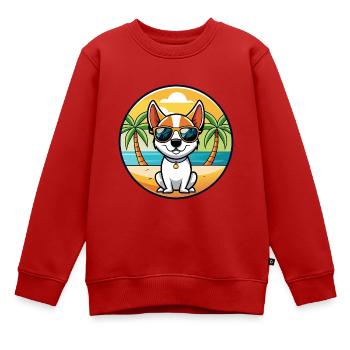 Rat Terrier Hund Rasse Cartoon Sonnenbrille Strand - Kinder Premium Organic Sweatshirt - Rot - Vorne - AI Model Kid Female (0cm)