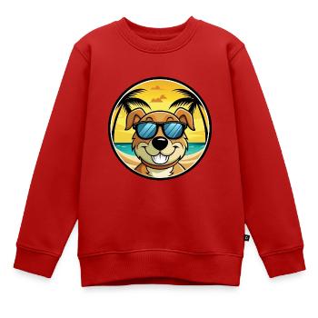 Strellufstover Hunderasse Cartoon Sonnenbrille Strand - Kinder Premium Organic Sweatshirt - Rot - Vorne - AI Model Kid Female (0cm)