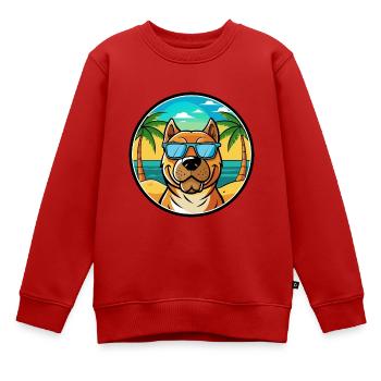 Perro De Presa Canario Hunderasse Cartoon Strand - Kinder Premium Organic Sweatshirt - Rot - Vorne - AI Model Kid Female (0cm)