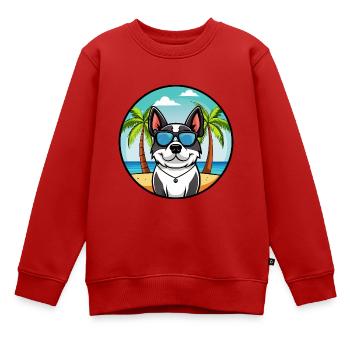 Cierny Sery Hund Rasse Cartoon Sonnenbrille Strand - Kinder Premium Organic Sweatshirt - Rot - Vorne - AI Model Kid Female (0cm)