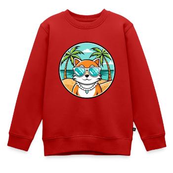 Hantilly Tiffany Cat Breed Cartoon Sunglass Beach - Kids Premium Organic Sweatshirt - red - Front - AI Model Kid Female (0cm)