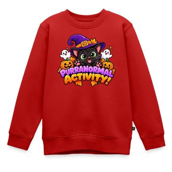 Purranormale Aktivität! - Süße Halloween-Katze - Kinder Premium Organic Sweatshirt - Rot - Vorne - AI Model Kid Female (0cm)