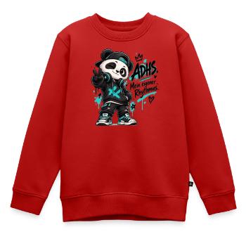 Panda DJ ADHS Rhythm - Kinder Premium Organic Sweatshirt - Rot - Vorne - AI Model Kid Female (0cm)