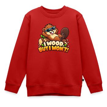 Ich mache Holz, aber ich werde es nicht tun! - Lustiger fauler Biber - Kinder Premium Organic Sweatshirt - Rot - Vorne - AI Model Kid Female (0cm)