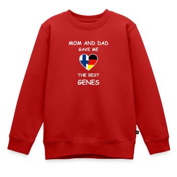 Finnische Wurzeln & Deutschland - Best Genes - Kinder Premium Organic Sweatshirt - Rot - Vorne - AI Model Kid Female (0cm)