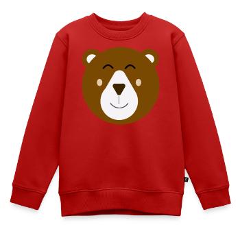 Süßer glücklicher brauner Bär - Kinder Premium Organic Sweatshirt - Rot - Vorne - AI Model Kid Female (0cm)