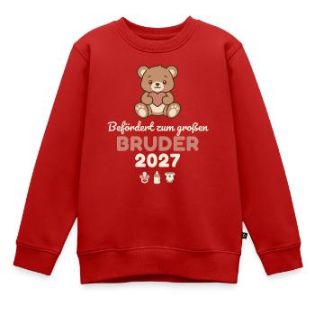 Befördert zum großen Bruder 2027 – Süß - Kinder Premium Organic Sweatshirt - Rot - Vorne - AI Model Kid Female (0cm)