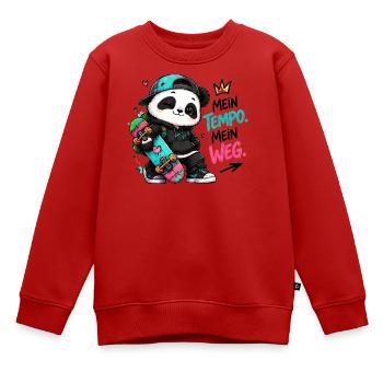 Panda Skate: Mein Tempo Mein Weg - Kinder Premium Organic Sweatshirt - Rot - Vorne - AI Model Kid Female (0cm)