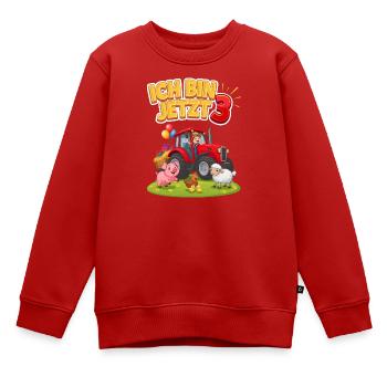 Ich bin jetzt 3 Traktor Bauernhof Geburtstag - Kinder Premium Organic Sweatshirt - Rot - Vorne - AI Model Kid Female (0cm)
