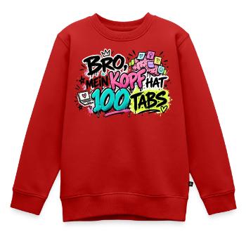 Bro Kopf 100 Tabs Graffiti - Kinder Premium Organic Sweatshirt - Rot - Vorne - AI Model Kid Female (0cm)