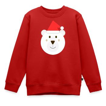 Niedlicher Weihnachts-Eisbär - Kinder Premium Organic Sweatshirt - Rot - Vorne - AI Model Kid Female (0cm)