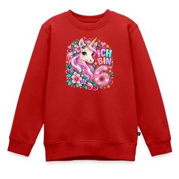 Ich Bin 6 Einhorn 6. Geburtstag Mädchen - Kinder Premium Organic Sweatshirt - Rot - Vorne - AI Model Kid Female (0cm)