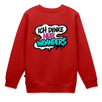 Ich denke nur Woanders - Kinder Premium Organic Sweatshirt - Rot - Hinten - AI Model Kid Female (0cm)