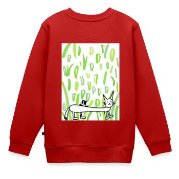 Zylinderkatze im Grünrausch - Kinder Premium Organic Sweatshirt - Rot - Hinten - AI Model Kid Female (0cm)