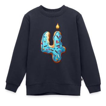 NUMMER 4 KUCHEN SWEET 4. GEBURTSTAG - Kinder Premium Organic Sweatshirt - Navy - Vorne - AI Model Kid Female (0cm)