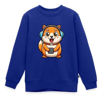 Hamster Lustige Zeichentrickfigur Kopfhörer Musik - Kinder Premium Organic Sweatshirt - Royalblau - Vorne - AI Model Kid Female (0cm)