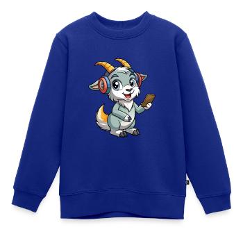 Ziege Lustige Zeichentrickfigur Kopfhörer Musik - Kinder Premium Organic Sweatshirt - Royalblau - Vorne - AI Model Kid Female (0cm)
