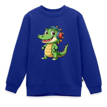 Krokodil Lustige Zeichentrickfigur Kopfhörer Musik - Kinder Premium Organic Sweatshirt - Royalblau - Vorne - AI Model Kid Female (0cm)