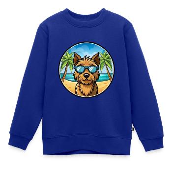 Welsh Terrier Hunderasse Cartoon Sonnenbrille Strand - Kinder Premium Organic Sweatshirt - Royalblau - Vorne - AI Model Kid Female (0cm)