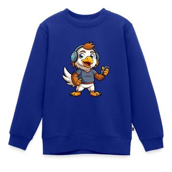 Adler Lustige Zeichentrickfigur Kopfhörer Musik - Kinder Premium Organic Sweatshirt - Royalblau - Vorne - AI Model Kid Female (0cm)