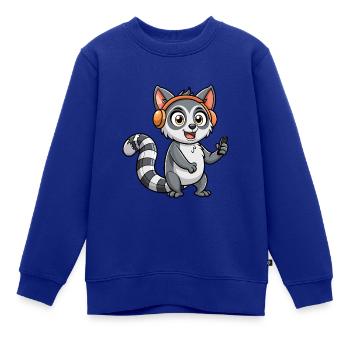 Lemur Lustige Zeichentrickfigur Kopfhörer Musik - Kinder Premium Organic Sweatshirt - Royalblau - Vorne - AI Model Kid Female (0cm)