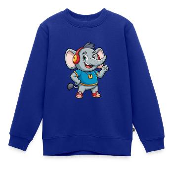 Elefant Lustige Zeichentrickfigur Kopfhörer Musik - Kinder Premium Organic Sweatshirt - Royalblau - Vorne - AI Model Kid Female (0cm)